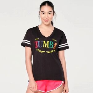 ZUMBA Prep Loose Fit V-Neck Top Size Large